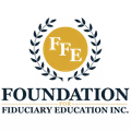 Foundation for Fiduciary Education Inc. logo featuring a golden circle with stylized scales surrounded by a laurel wreath above the organization name.